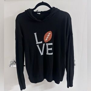Rachel Zoe black love football lightweight hooded sweater